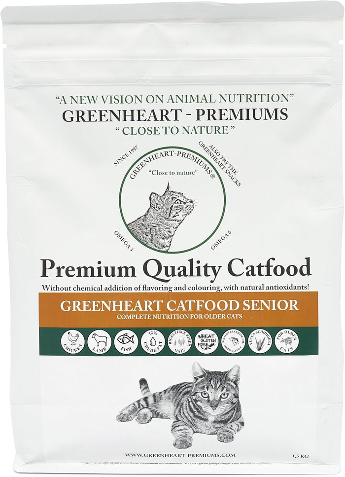 Crocchette per gatti anziani (1,5 Kg) - SENIOR CON PESCE E RISO - Senza Glutine, 100% Ingredienti Naturali