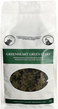 GREENHEART-PREMIUMS | 1 Kg di Snack Stelline Verdi | Masticabili per Cani Vegane e Senza Glutine | Premium | 100% Naturali | No Coloranti o Antiossidanti Chimici
