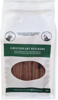 GREENHEART-PREMIUMS | 1 Kg di Snack Barrette Rosse | Masticabili per Cani Vegane e Senza Glutine | Premium | 100% Naturali | No Coloranti o Antiossidanti Chimici
