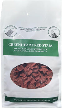 GREENHEART-PREMIUMS | 1 Kg di Snack Stelline Rosse | Masticabili per Cani Vegane e Senza Glutine | Premium | 100% Naturali | No Coloranti o Antiossidanti Chimici