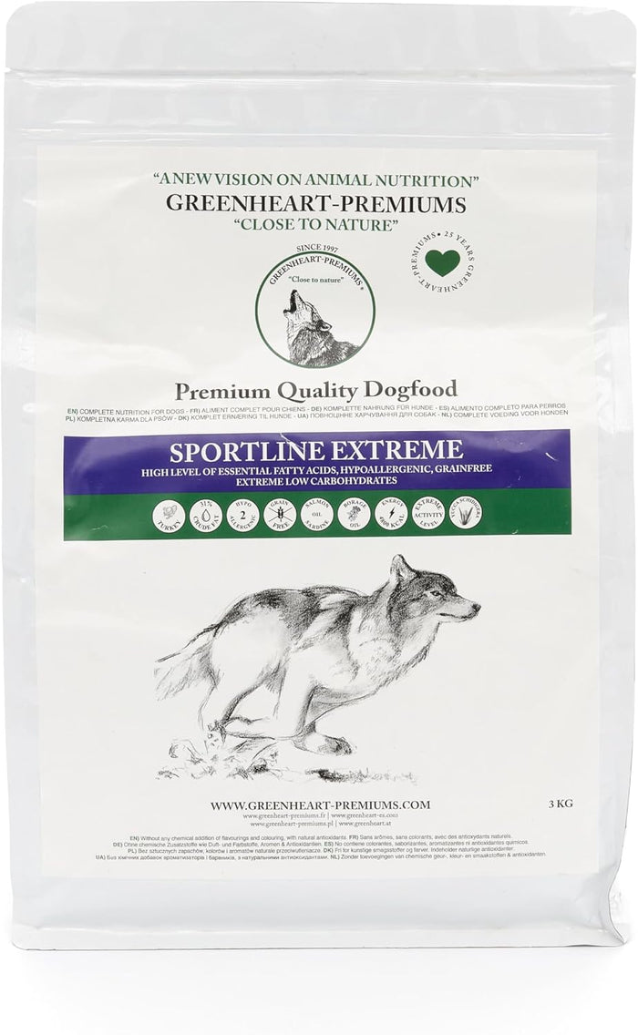 Sportline Extreme Dog Kibble (3 kg) for Sporting and Working Dogs, High Energy - 100% Natural Ingredients