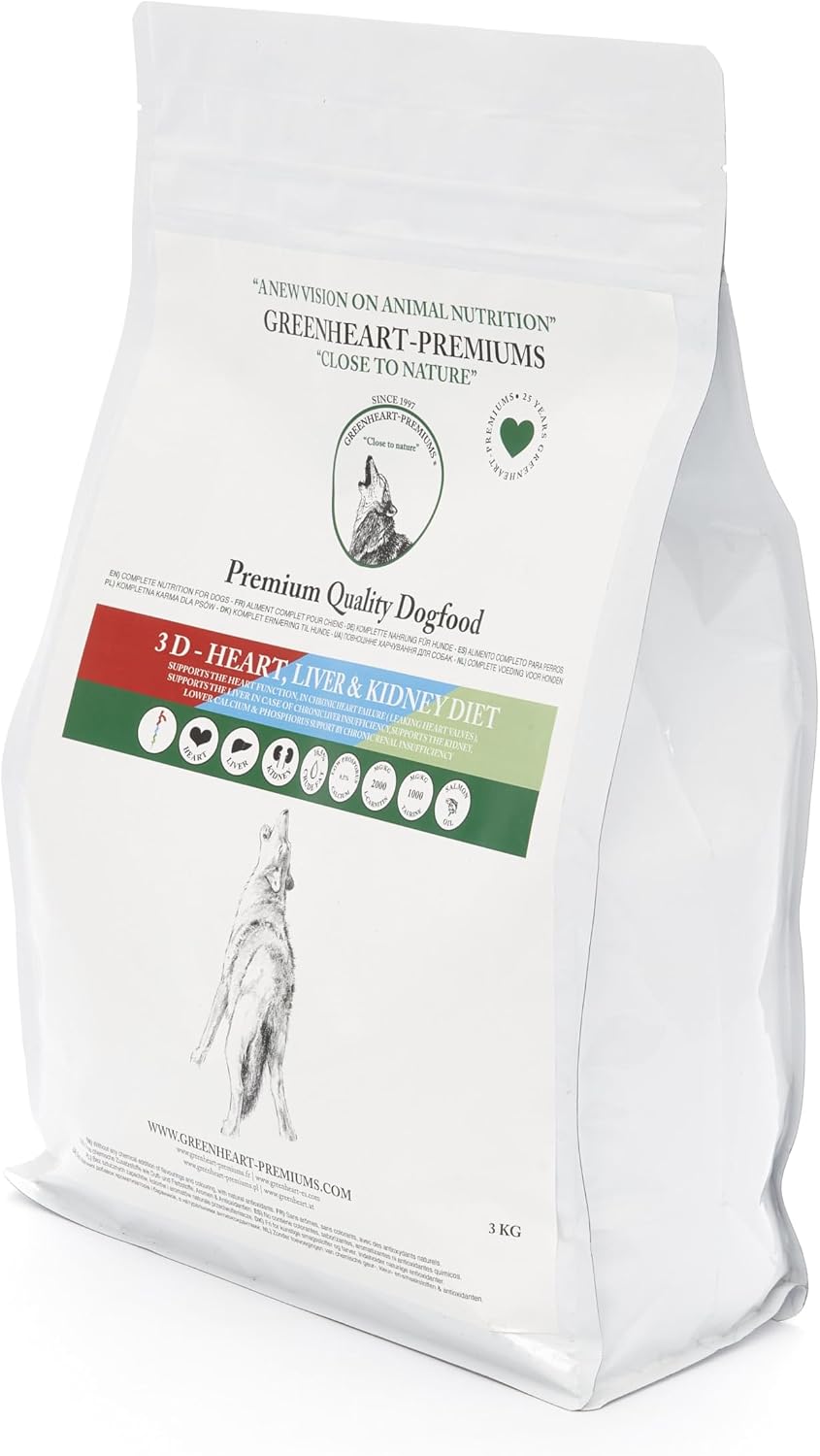 3D Kidney, Liver, and Heart Support Dog Kibble (3 kg) - 100% Natural Ingredients