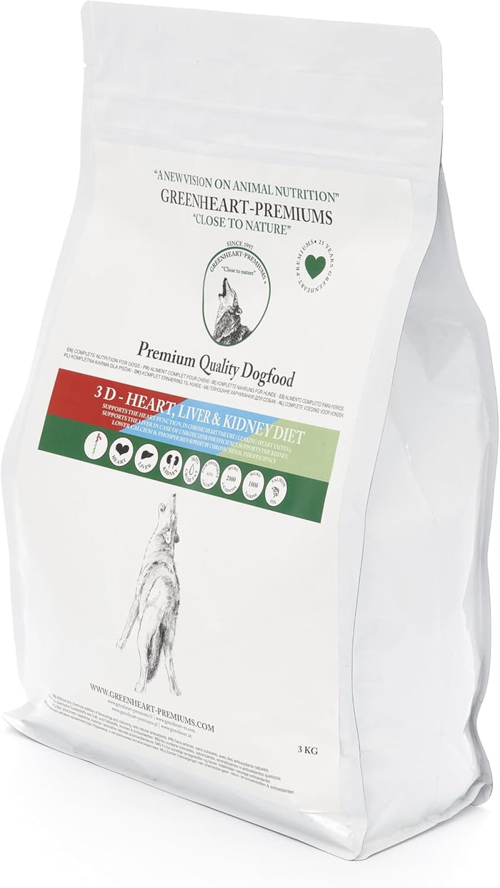 3D Kidney, Liver, and Heart Support Dog Kibble (3 kg) - 100% Natural Ingredients