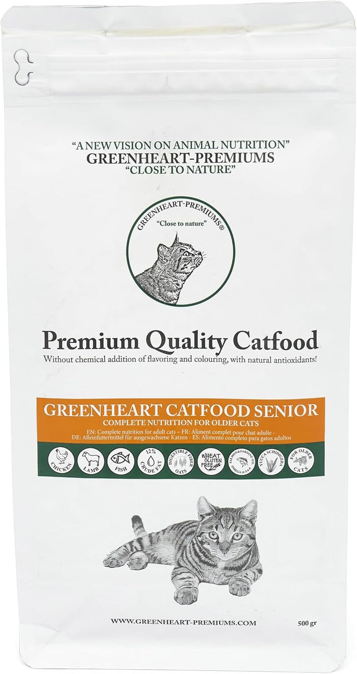 Crocchette per gatti anziani (500 gr) - SENIOR CON PESCE E RISO - Senza Glutine, 100% Ingredienti Naturali