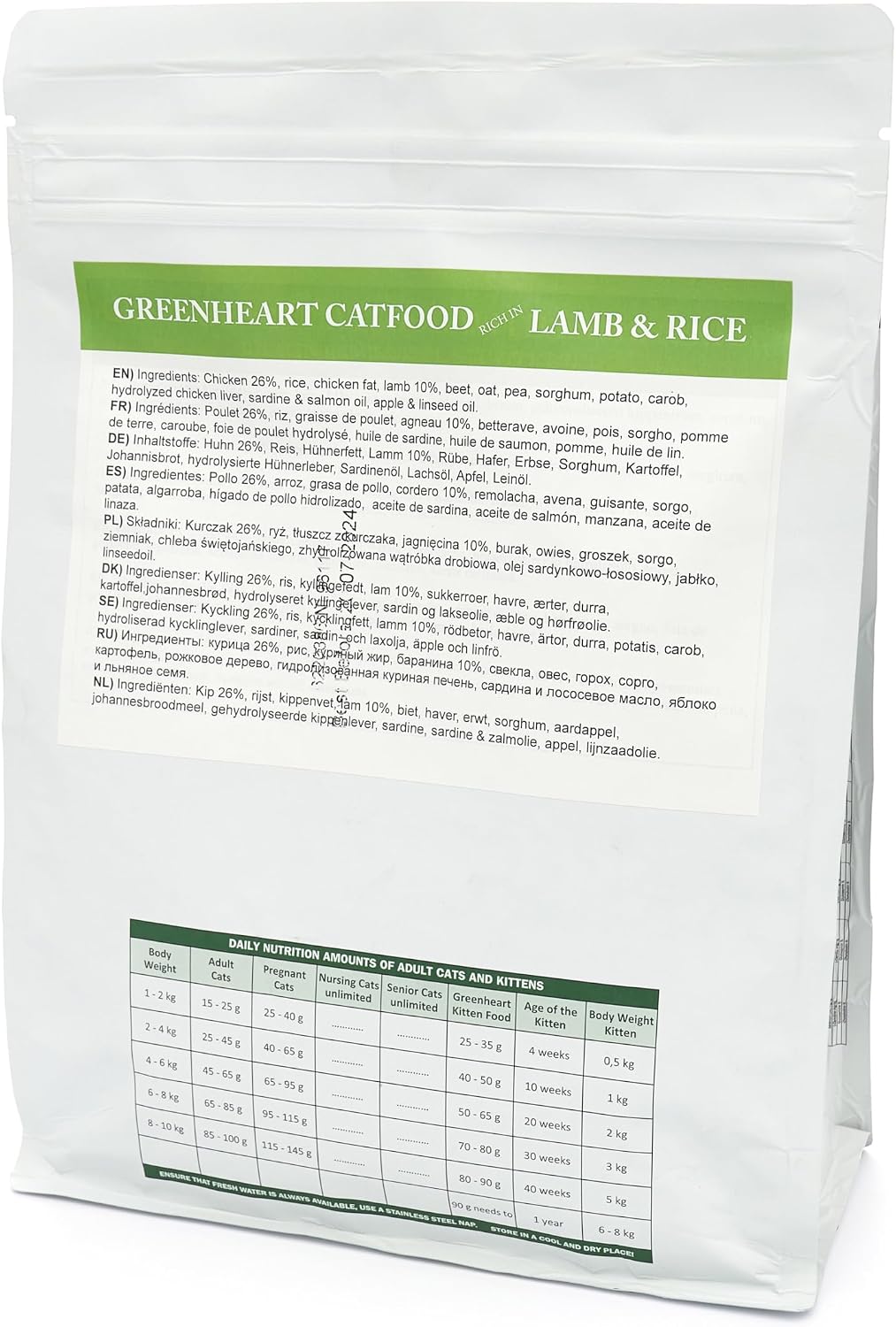 Crocchette per gatti adulti da 1,5 kg AGNELLO E RISO - Senza Glutine, 100% Ingredienti Naturali