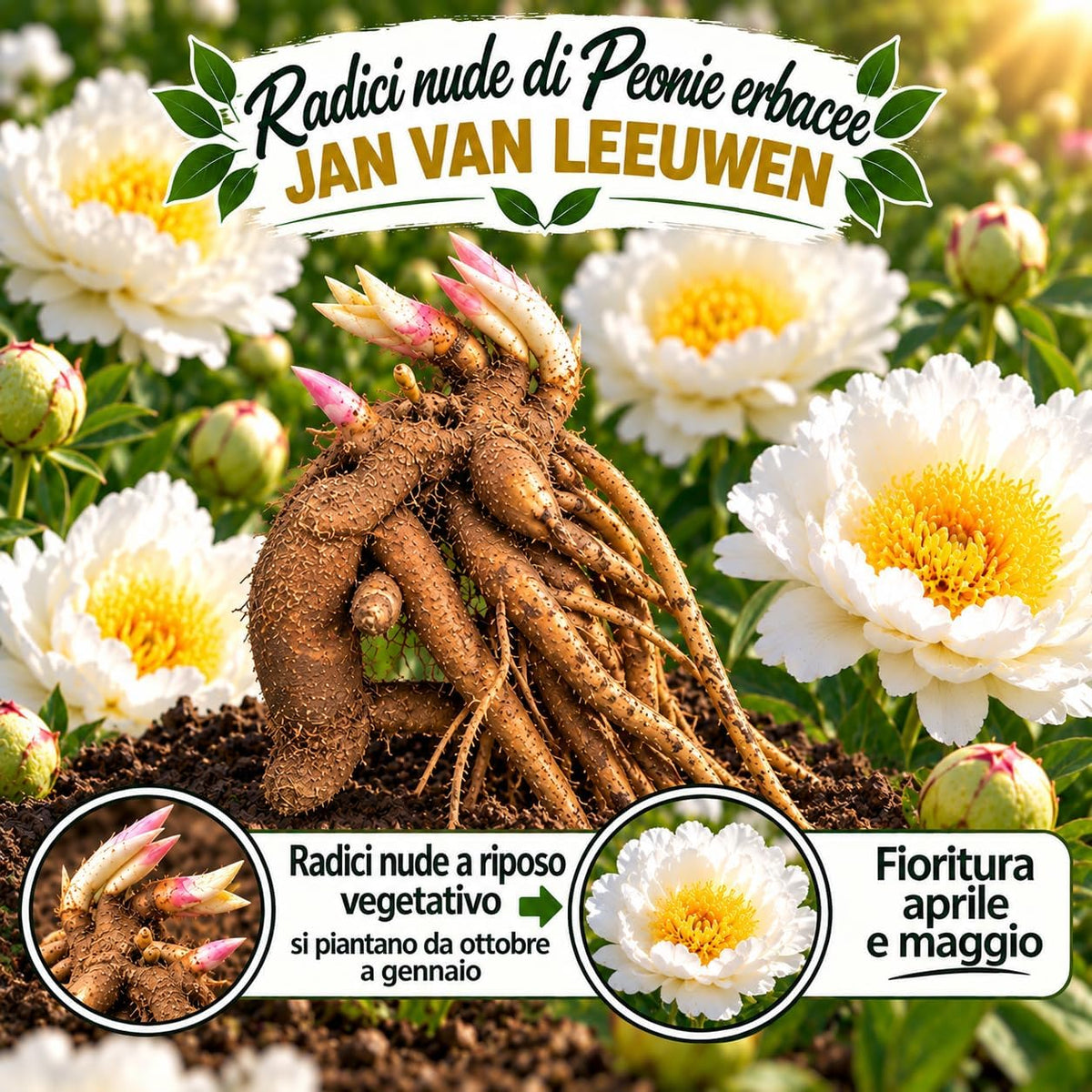 PAEONIA Lactiflora JAN VAN LEEUWEN (2 Radici)