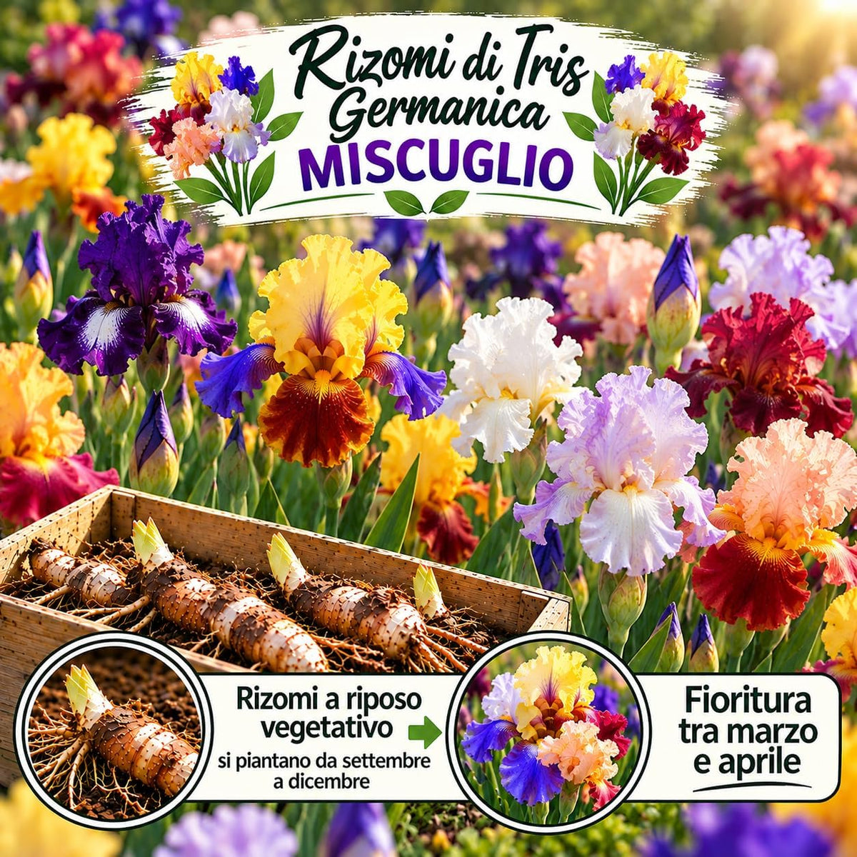 Iris germanica IN MISCUGLIO (3 Rizomi)