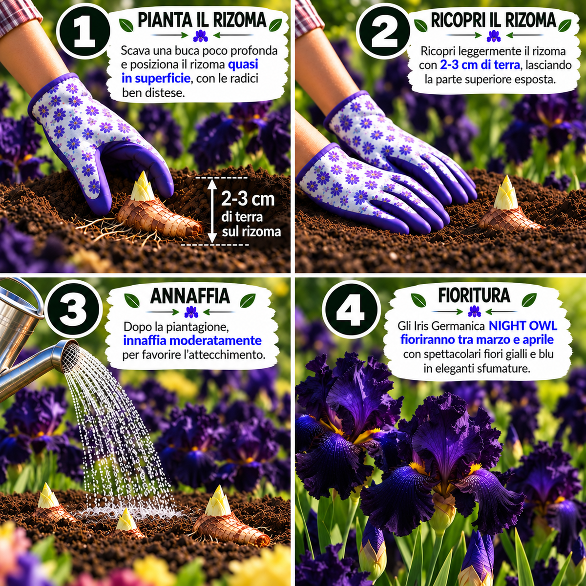 Iris germanica NIGHT OWL (3 Rizomi)