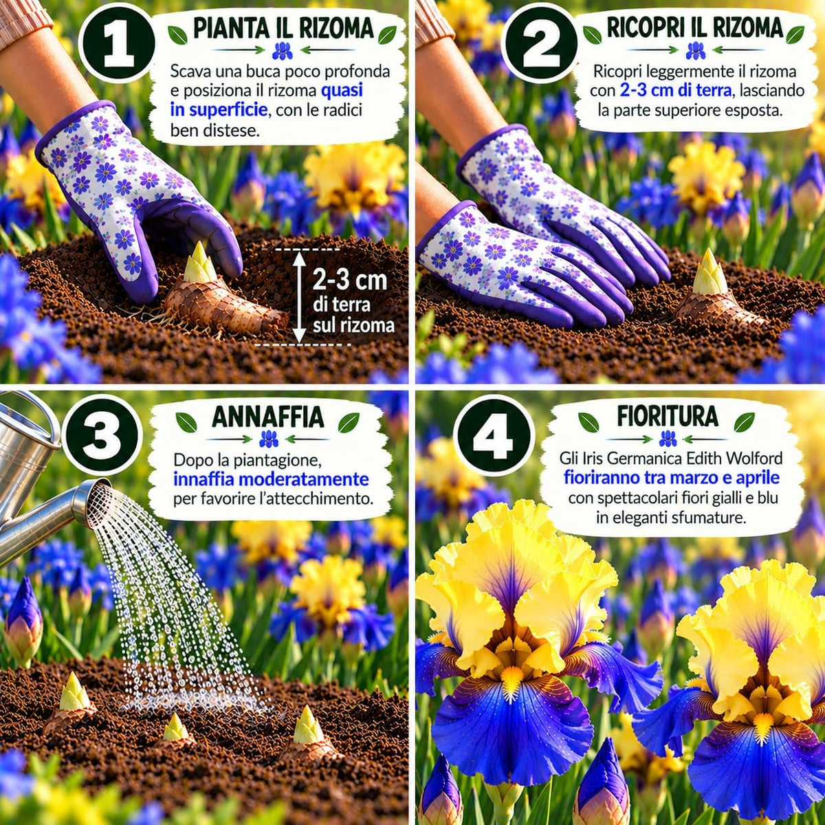 Iris germanica EDITH WOLFORD (3 Rizomi)