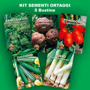 Vegetable Seed Set - 5 Bags of Seeds (Striped Italian Zucchini, San Marzano Tomato, Roman Artichoke, Leek, Rapin). Create Your Own Vegetable Garden at Home