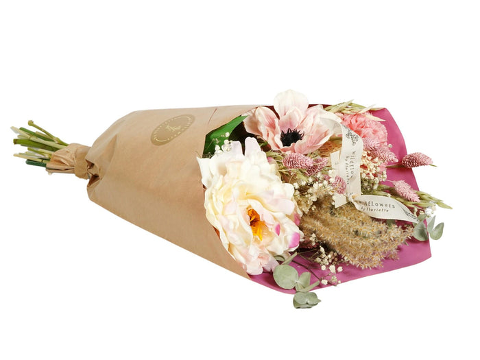 Bouquet di Peonie in Fiori Secchi & Seta – 4 pezzi – Altezza 55 cm