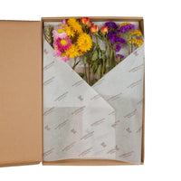 Fiori Secchi – Confezione in stile scatola postale – Multicolore – 5 pezzi – ↕30 cm
