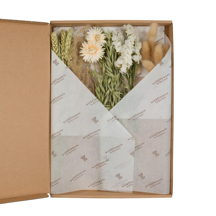 Fiori Secchi – Confezione stile scatola postale – Naturale – 5 pezzi – ↕30 cm
